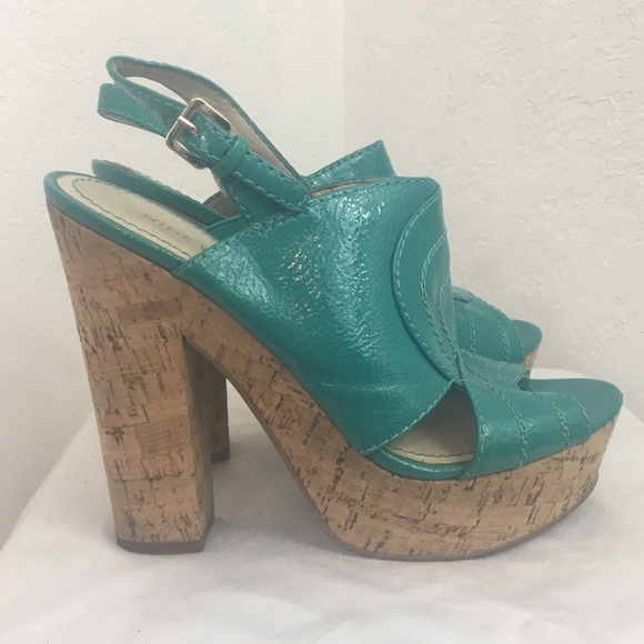 Nine West Shoes - Nine West-Turquoise Cork High Heels/Sandals-7.5